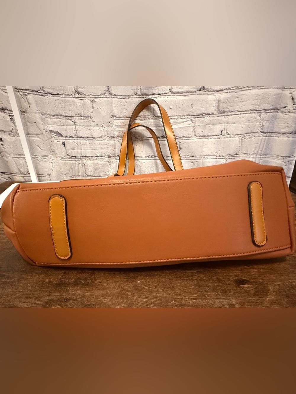 Kurgo Cognac Leather Tote with Honey Trim with wristlet pouch - Picture 9 of 13
